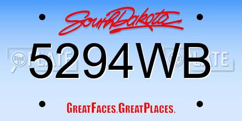 5294WB South Dakota License Plate