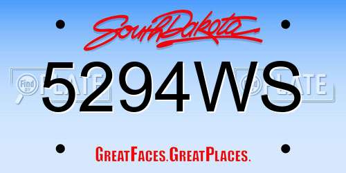 5294WS South Dakota License Plate