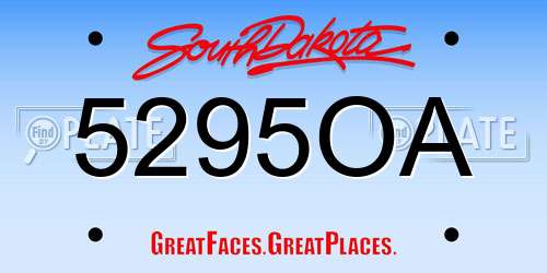 5295OA South Dakota License Plate