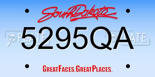 5295QA South Dakota License Plate