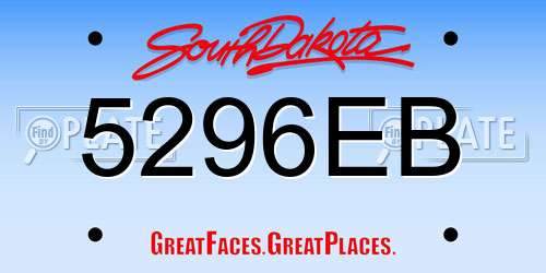 5296EB South Dakota License Plate