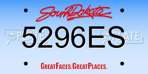 5296ES South Dakota License Plate