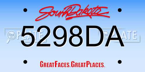 5298DA South Dakota License Plate