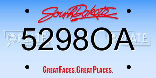 5298OA South Dakota License Plate
