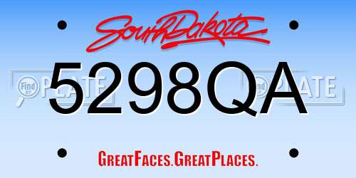 5298QA South Dakota License Plate