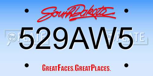 529AW5 South Dakota License Plate