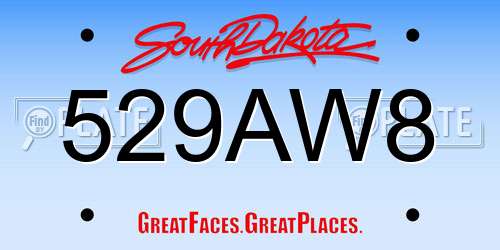 529AW8 South Dakota License Plate