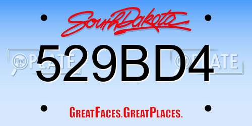 529BD4 South Dakota License Plate
