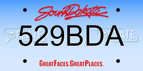 529BDA South Dakota License Plate