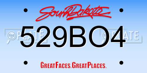 529BO4 South Dakota License Plate