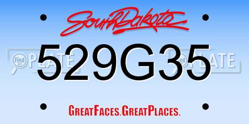 529G35 South Dakota License Plate