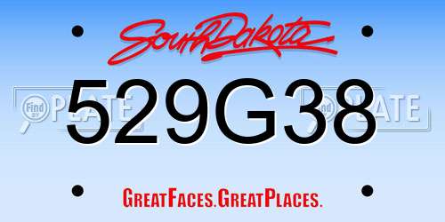 529G38 South Dakota License Plate