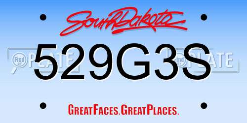 529G3S South Dakota License Plate