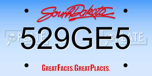 529GE5 South Dakota License Plate