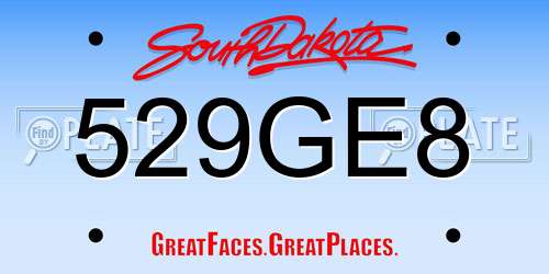 529GE8 South Dakota License Plate