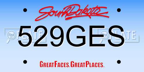 529GES South Dakota License Plate
