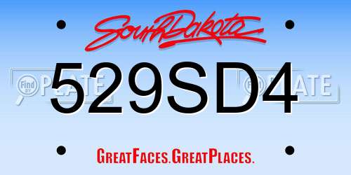 529SD4 South Dakota License Plate