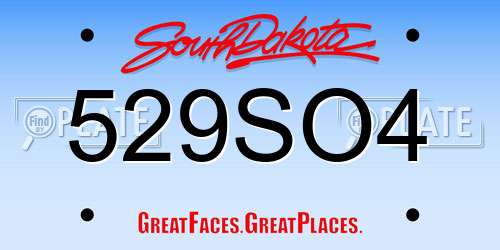 529SO4 South Dakota License Plate