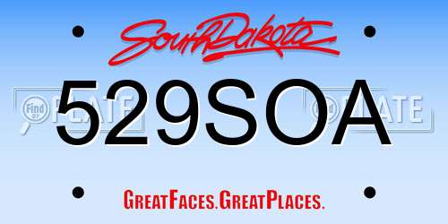 529SOA South Dakota License Plate