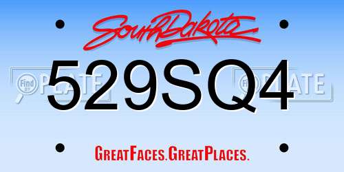 529SQ4 South Dakota License Plate