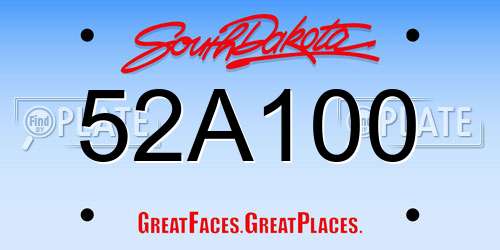 52A100 South Dakota License Plate