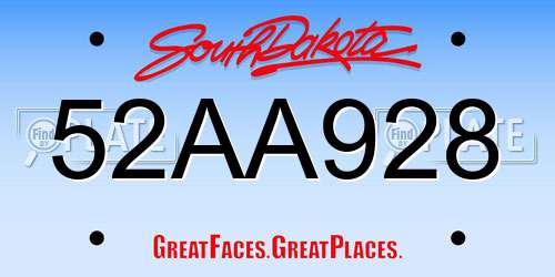52AA928 South Dakota License Plate