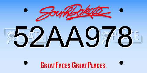 52AA978 South Dakota License Plate