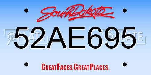 52AE695 South Dakota License Plate