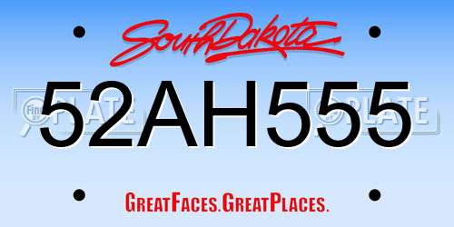 52AH555 South Dakota License Plate