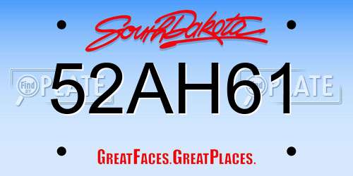52AH61 South Dakota License Plate