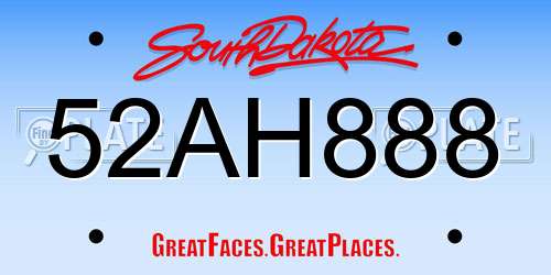 52AH888 South Dakota License Plate
