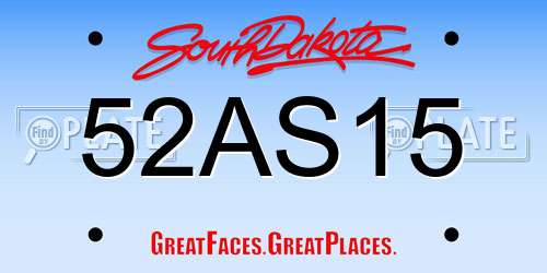 52AS15 South Dakota License Plate