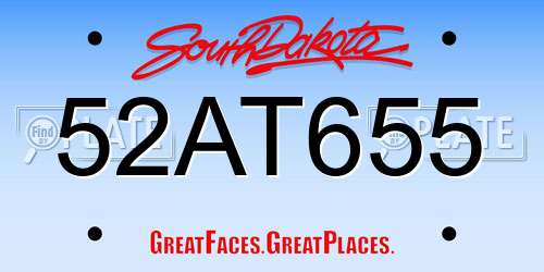 52AT655 South Dakota License Plate