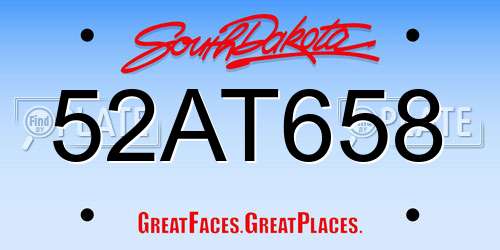 52AT658 South Dakota License Plate