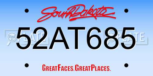 52AT685 South Dakota License Plate