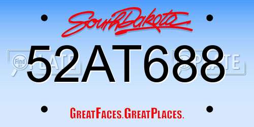 52AT688 South Dakota License Plate
