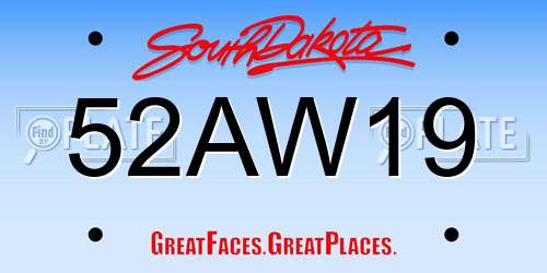 52AW19 South Dakota License Plate