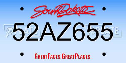 52AZ655 South Dakota License Plate