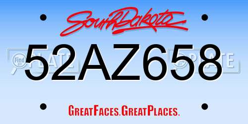 52AZ658 South Dakota License Plate