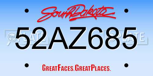52AZ685 South Dakota License Plate