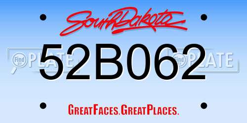 52B062 South Dakota License Plate