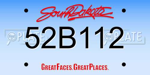 52B112 South Dakota License Plate