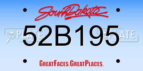 52B195 South Dakota License Plate