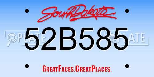 52B585 South Dakota License Plate