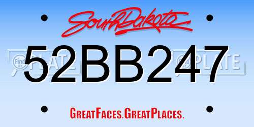 52BB247 South Dakota License Plate
