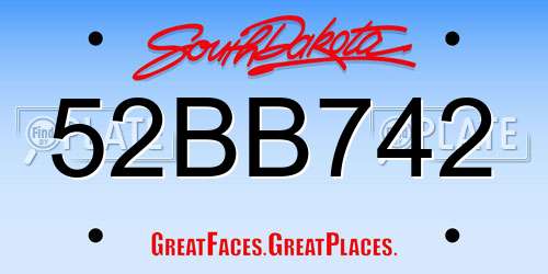 52BB742 South Dakota License Plate