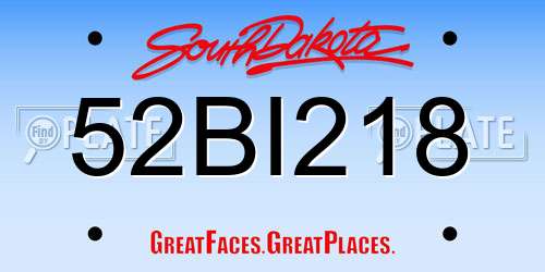 52BI218 South Dakota License Plate