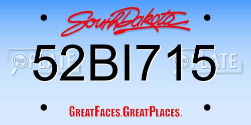 52BI715 South Dakota License Plate