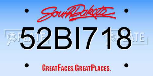 52BI718 South Dakota License Plate
