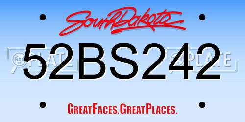 52BS242 South Dakota License Plate